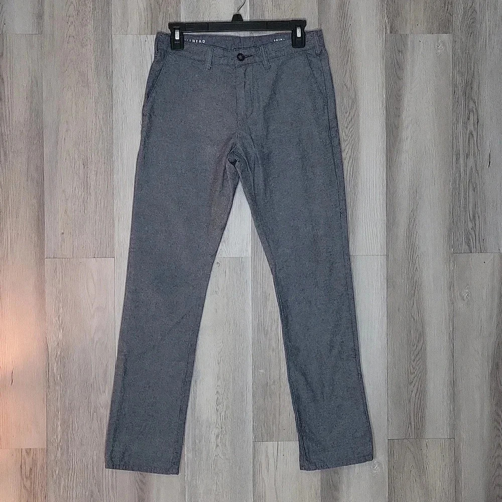 Bullhead Denim Co Chambray Blue Skinny Cotton Dress Pants Mens Size 28x30